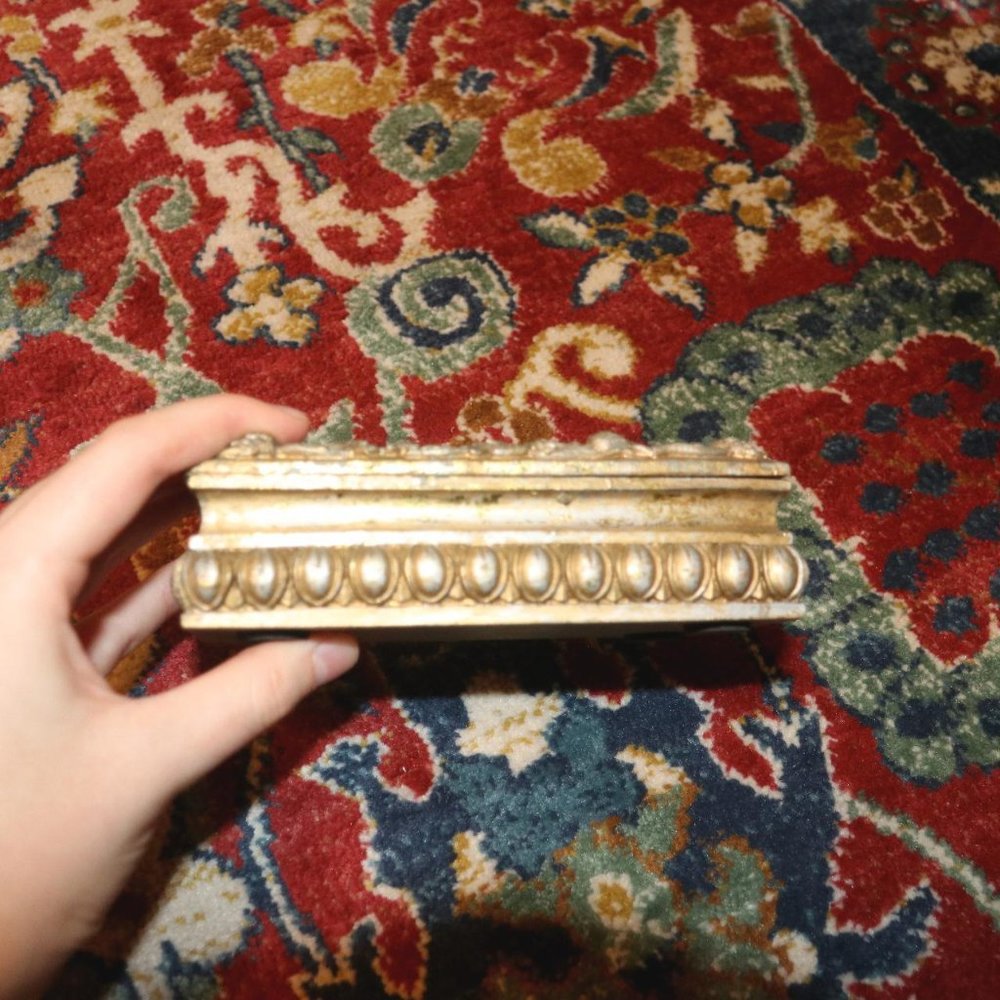 mirror topped antique vintage gold tchotchke chest - Picture 3 of 3